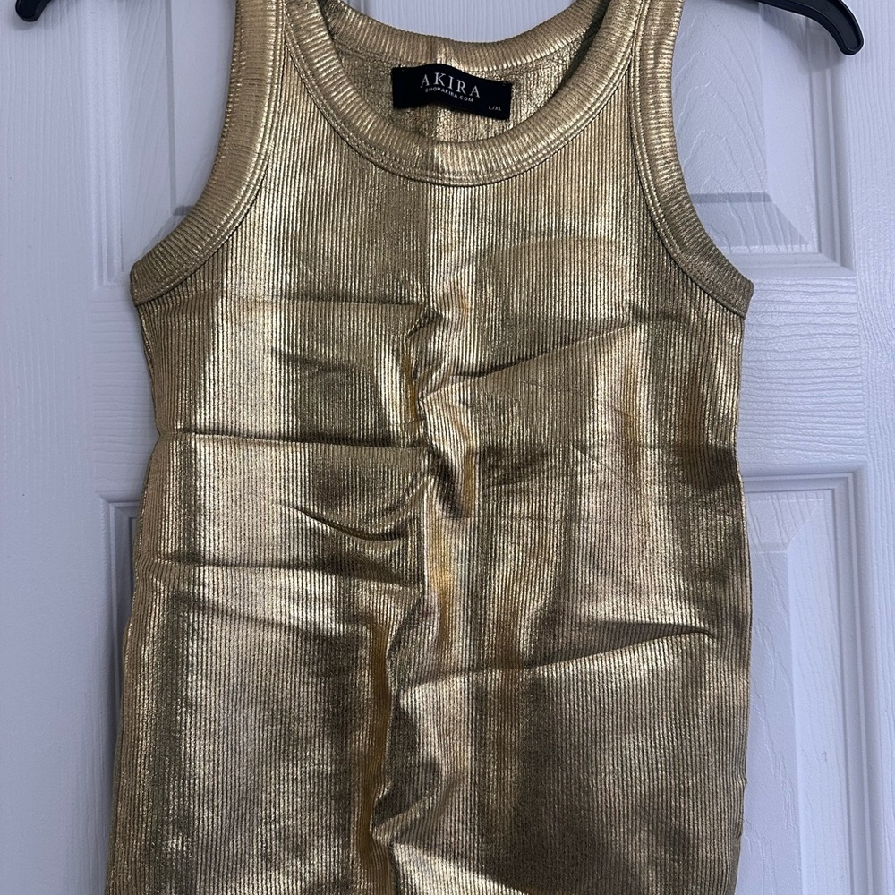 AKIRA Metallic Gold Women’s Tank Top